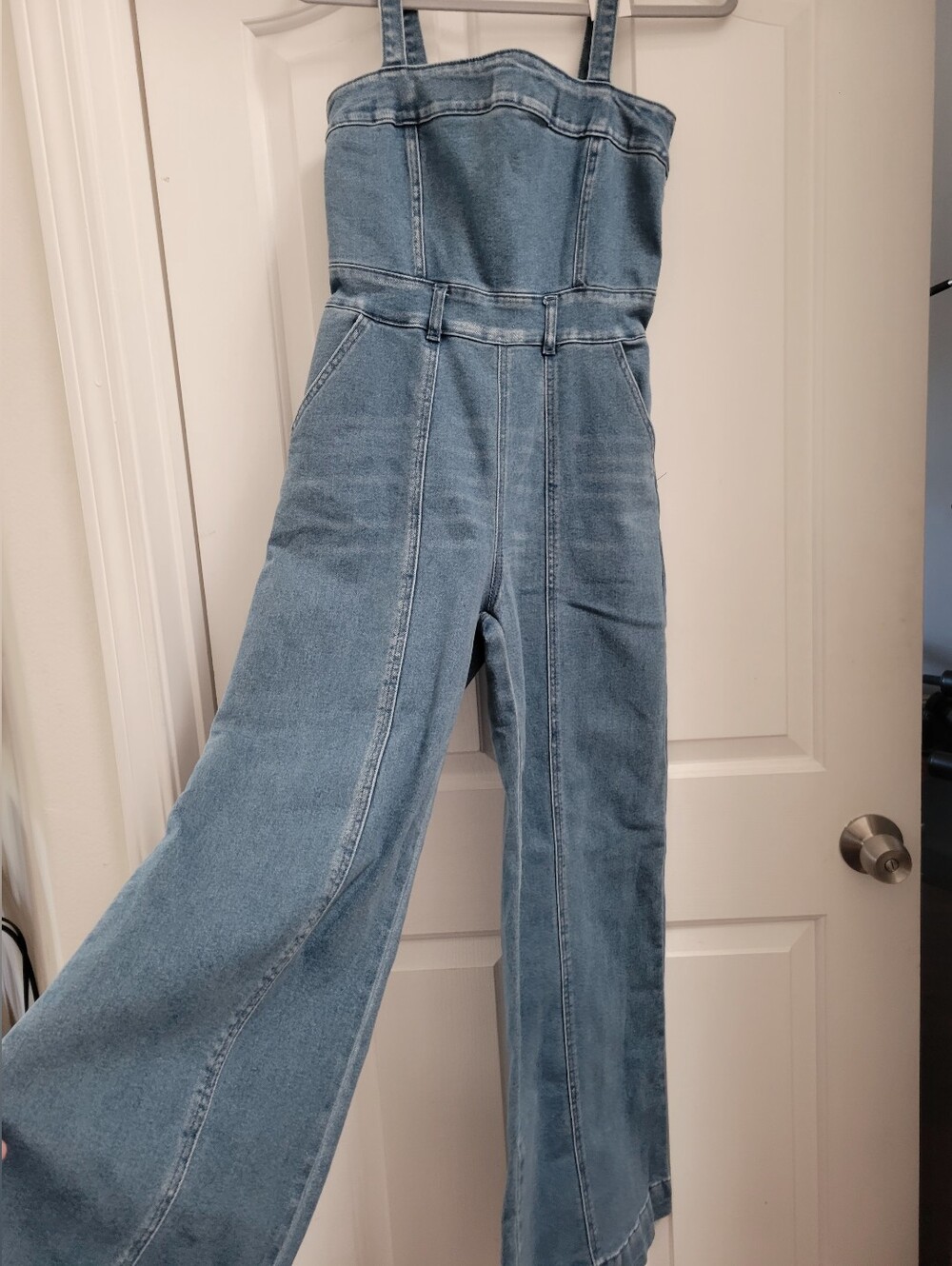 Forever 21  Blue Denim Wide-Leg Jumpsuit Jeans